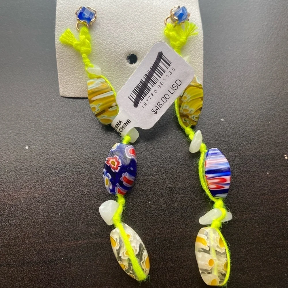 NEW Free People x Ariana Ost Voyage Dangle Earrings in Neon Green